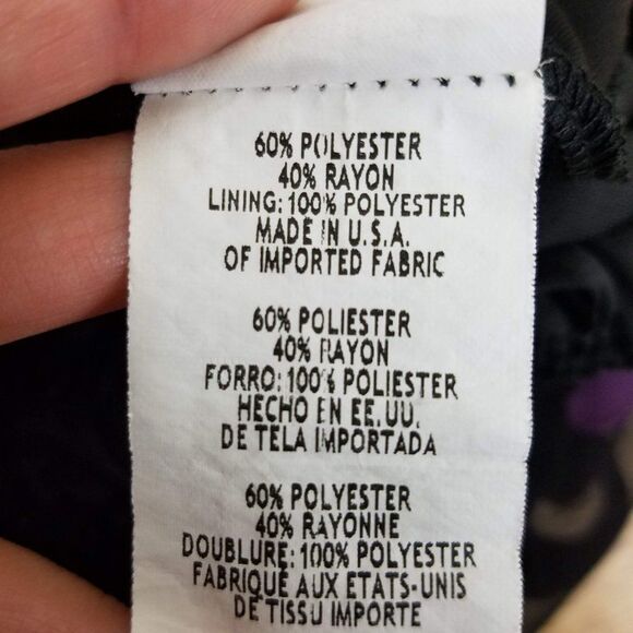 Helene Blake Black Purple Sheer Cropped Blouse Size Small - Picture 7 of 7